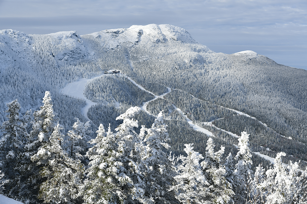 Overhead view of Stowe mountain trails 